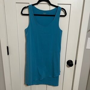 Toad & Co. teal woven stretch layered Whirlwind sleeveless dress small